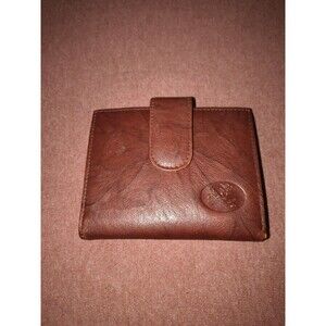 Vintage Buxton Brown Marble Leather Wallet W/ Kiss Lock Closure VGC